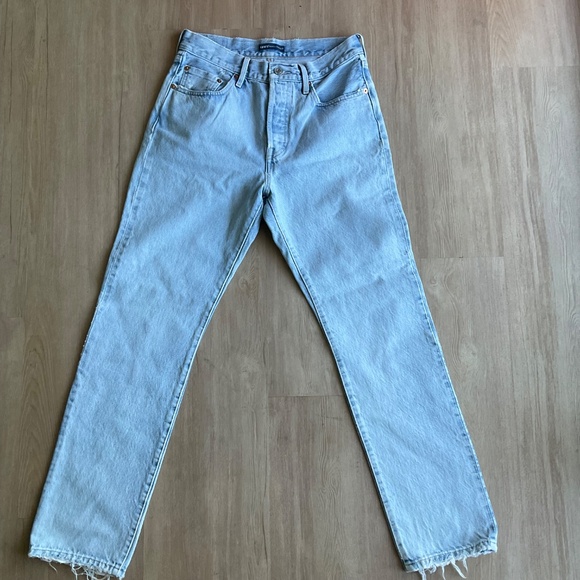 Leviβs Embroidered 501 Made & Crafted Straight denim jeans Boho free people 27 - Picture 2 of 15
